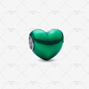 Pandora Metallic Green Heart Charm|Pendant
